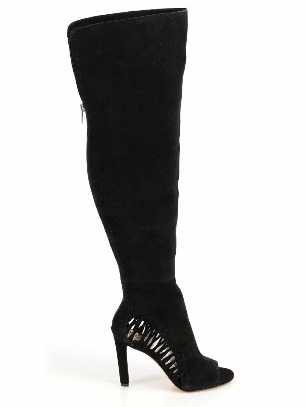 Vince Camuto Shassa Black Suede Peep Toe Over The Knee Stiletto Boots Size: 5.5